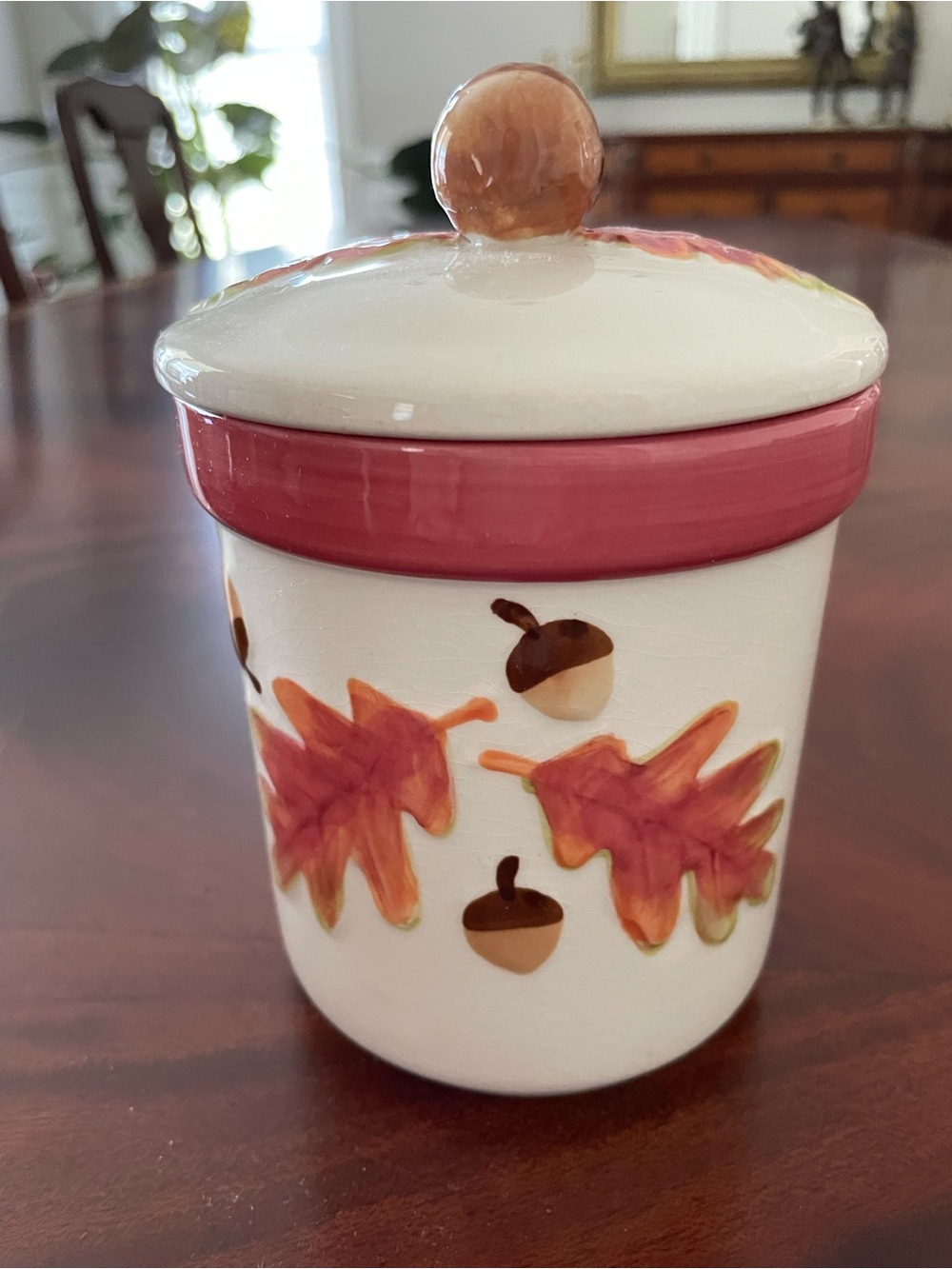 Autumn Leaf & Acorn Ceramic Canister